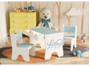 Otroška mizica + stol/a s predalom in lučko LOVE